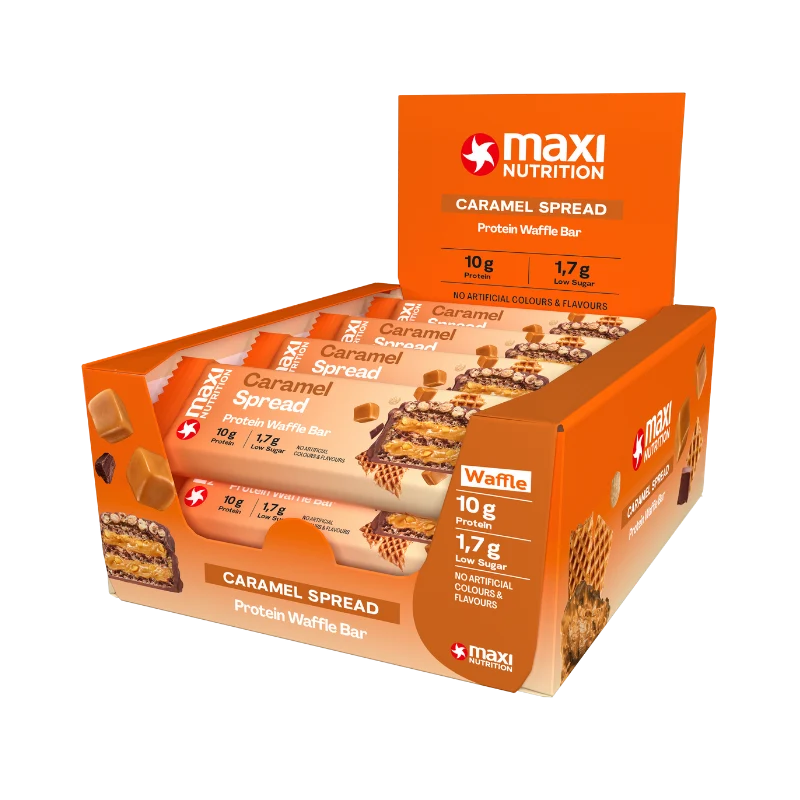 Maxi Nutrition Wafer Bar – 12 per box – Caramel Spread